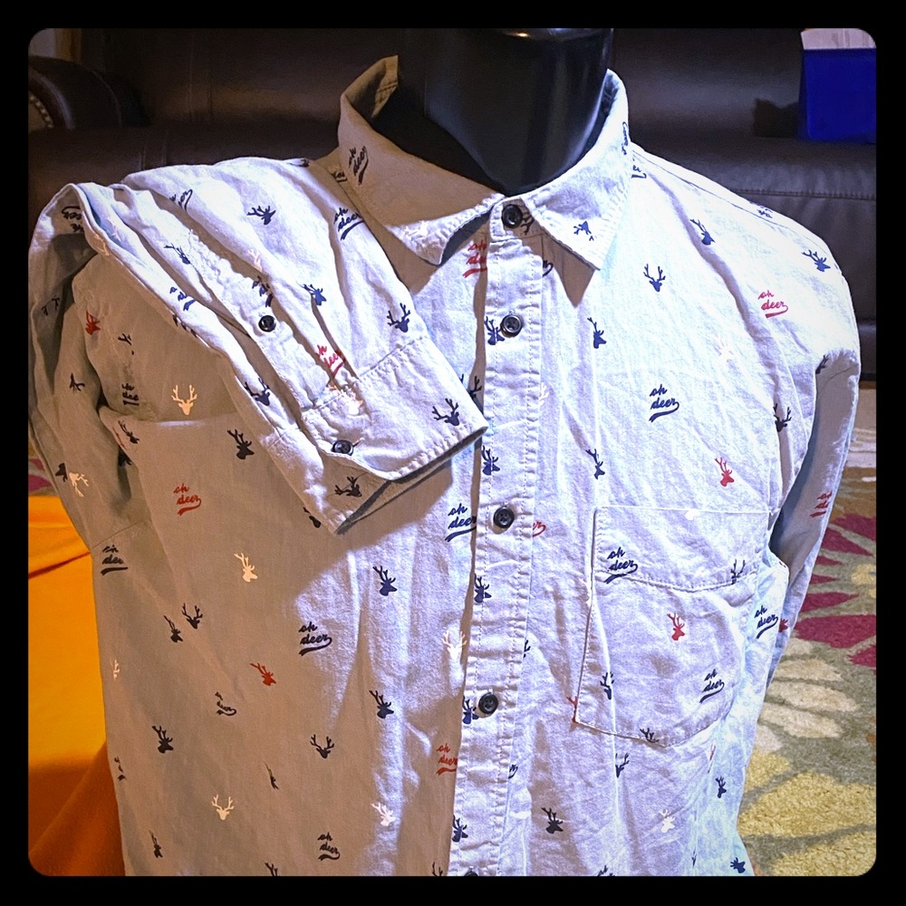 Oh Deer ✅ H&M Lt. Blue LS Shirt